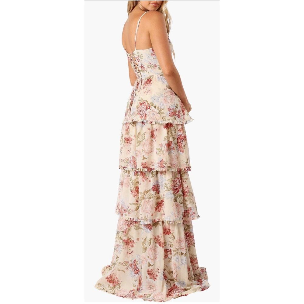 Petal & Pup Mito Floral Tiered Corset Maxi Dress XL High Low Romantic - Picture 5 of 12